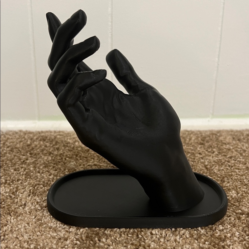 3D Printed Modern Hand Sculpture Jewelry Stand with Tray - Picture 9 of 9